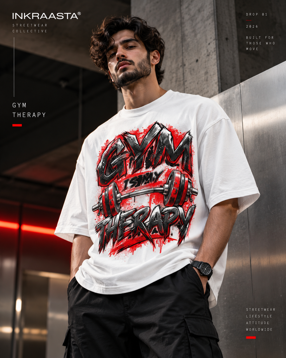 Gym Is My Therapy Oversized Graphic T-Shirt