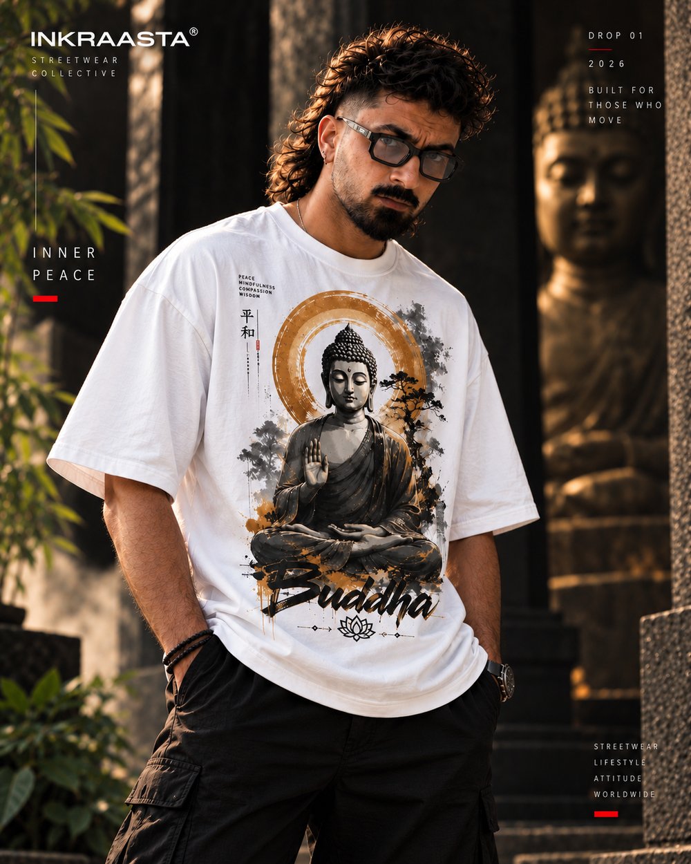 Buddha Zen Oversized Graphic T-Shirt