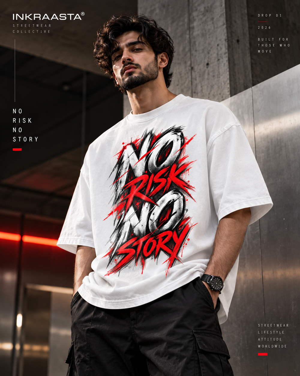 No Risk No Story Oversized Graphic T-Shirt