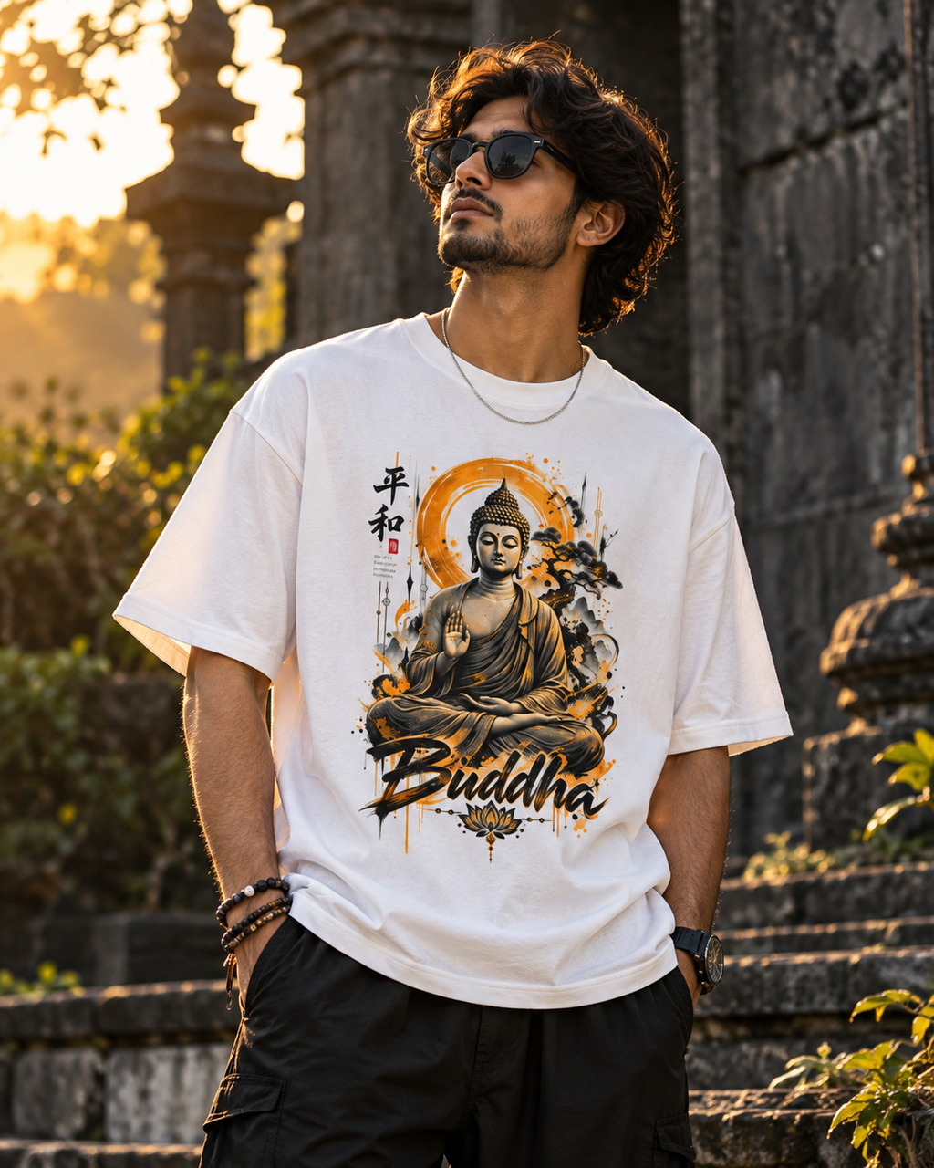 Buddha Zen Oversized Graphic T-Shirt
