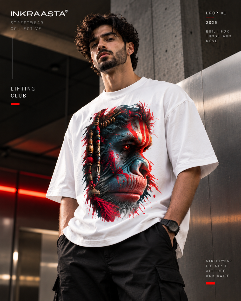 Chromatic Portrait Oversized Graphic T-Shirt