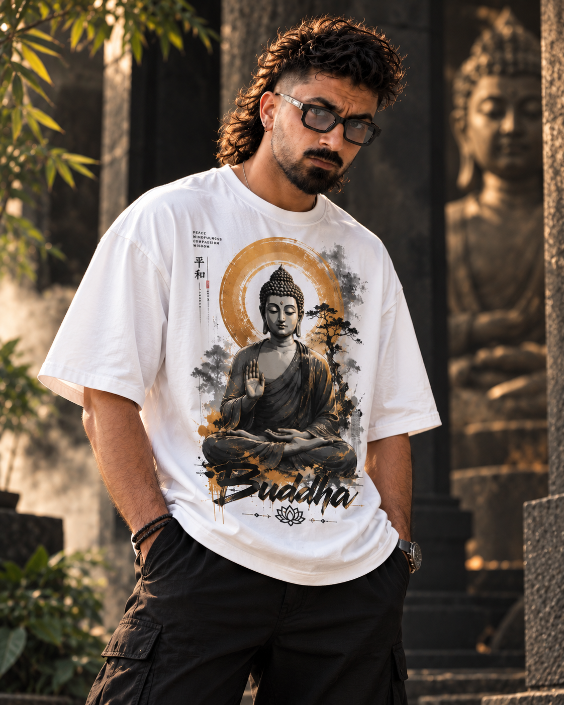 Buddha Zen Oversized Graphic T-Shirt