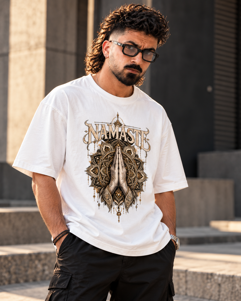Namaste Oversized Graphic T-Shirt