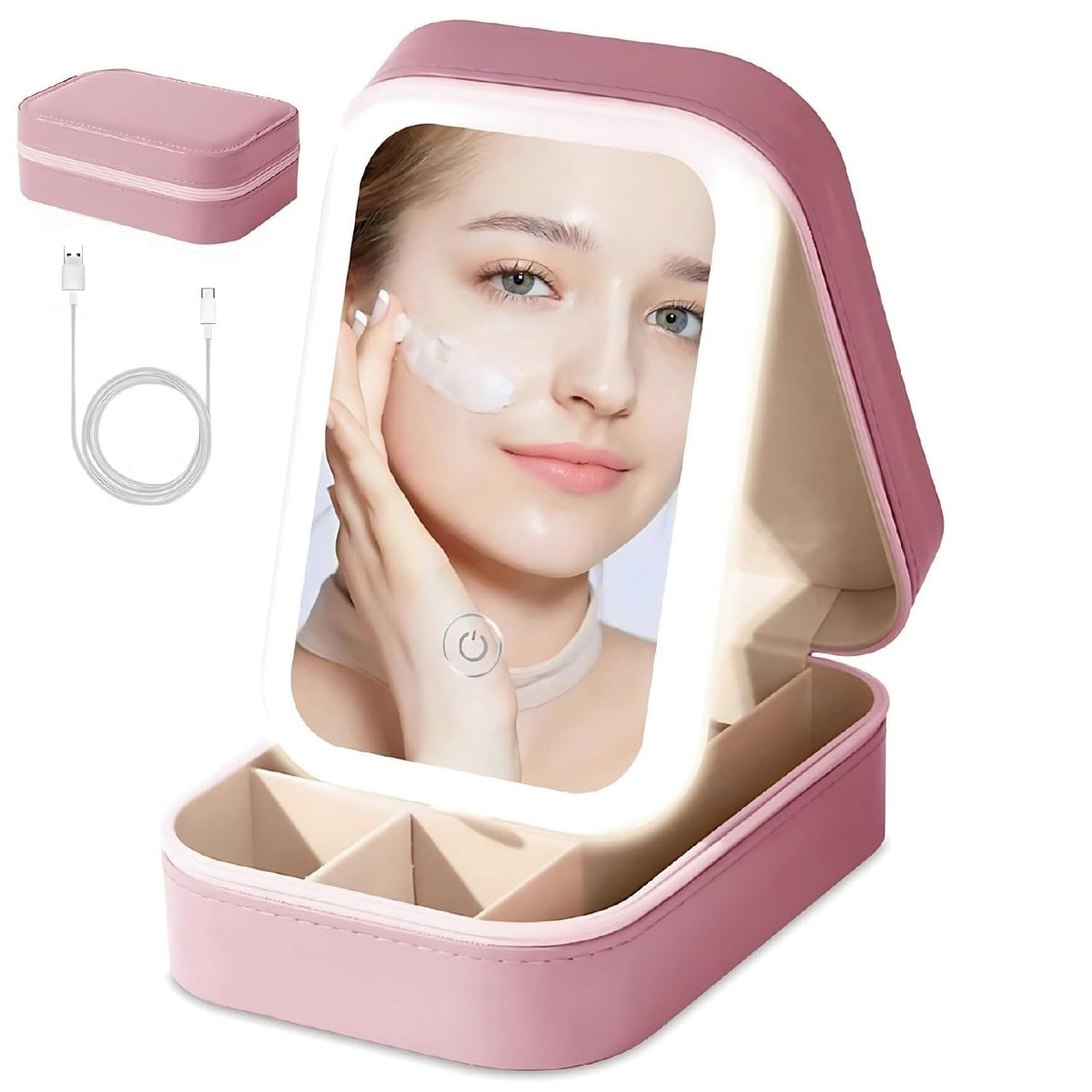 LED Makeup Box with Adjustable Light-Up Mirror