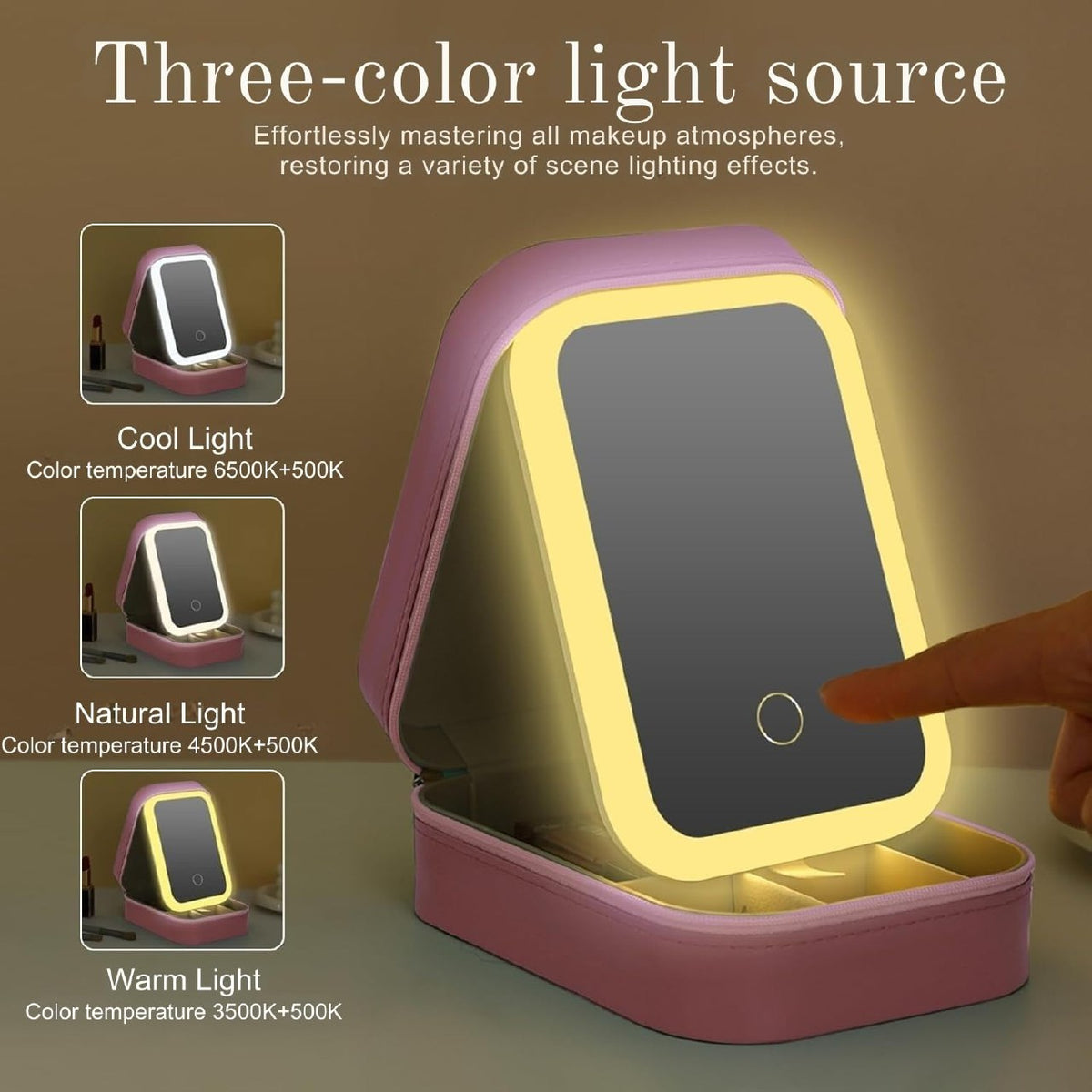 LED Makeup Box with Adjustable Light-Up Mirror