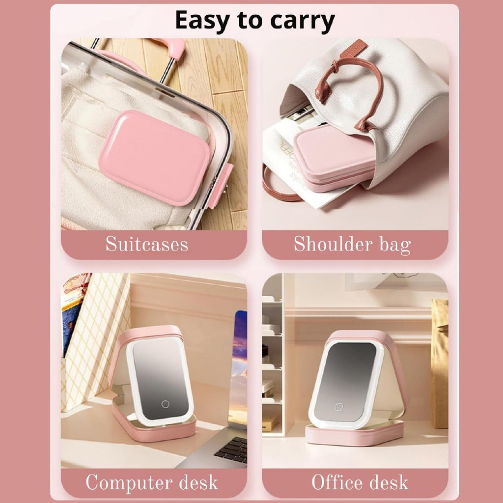 LED Makeup Box with Adjustable Light-Up Mirror